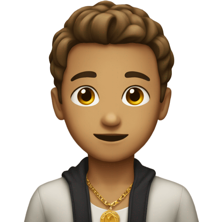 boy with necklace and brown eyes emoji