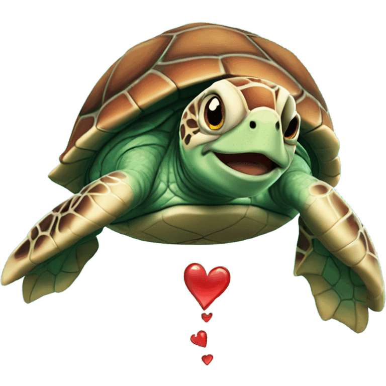 Sea turtle spitting hearts emoji