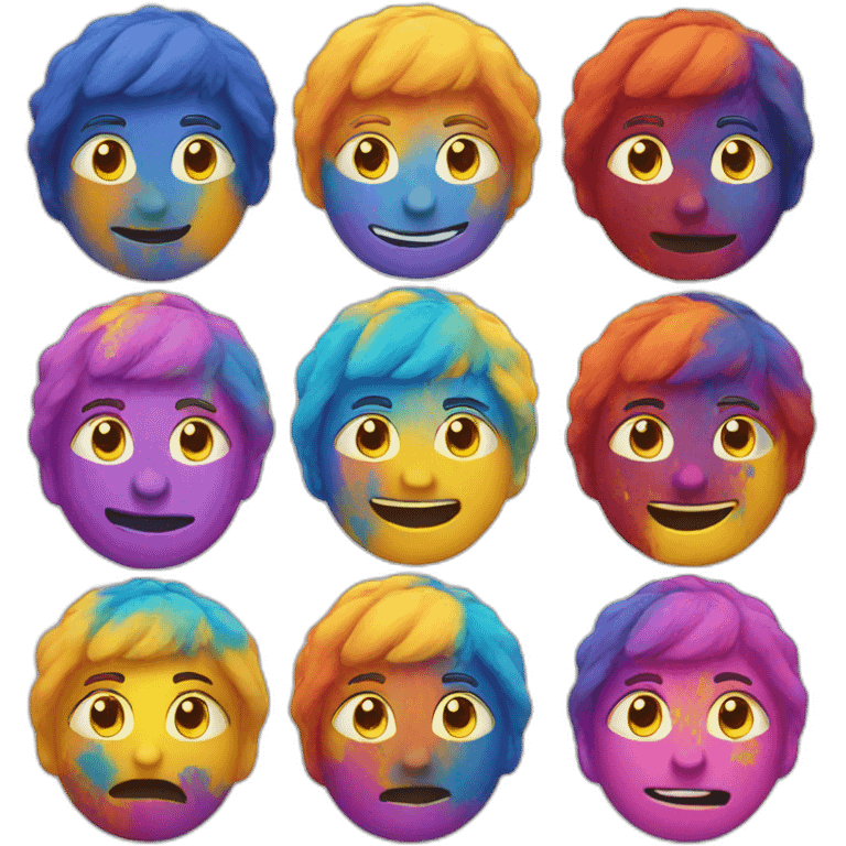 Run emoji with holi coloured face emoji