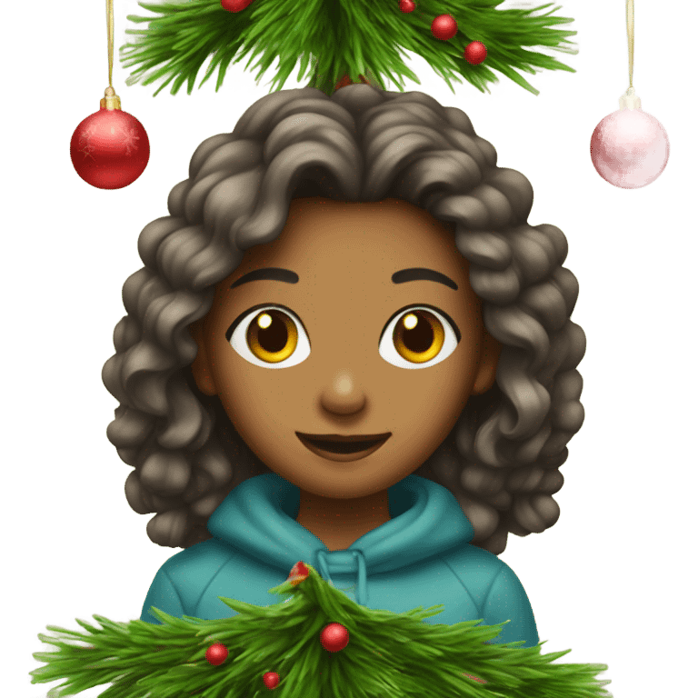 Girl decorates a Christmas tree  emoji