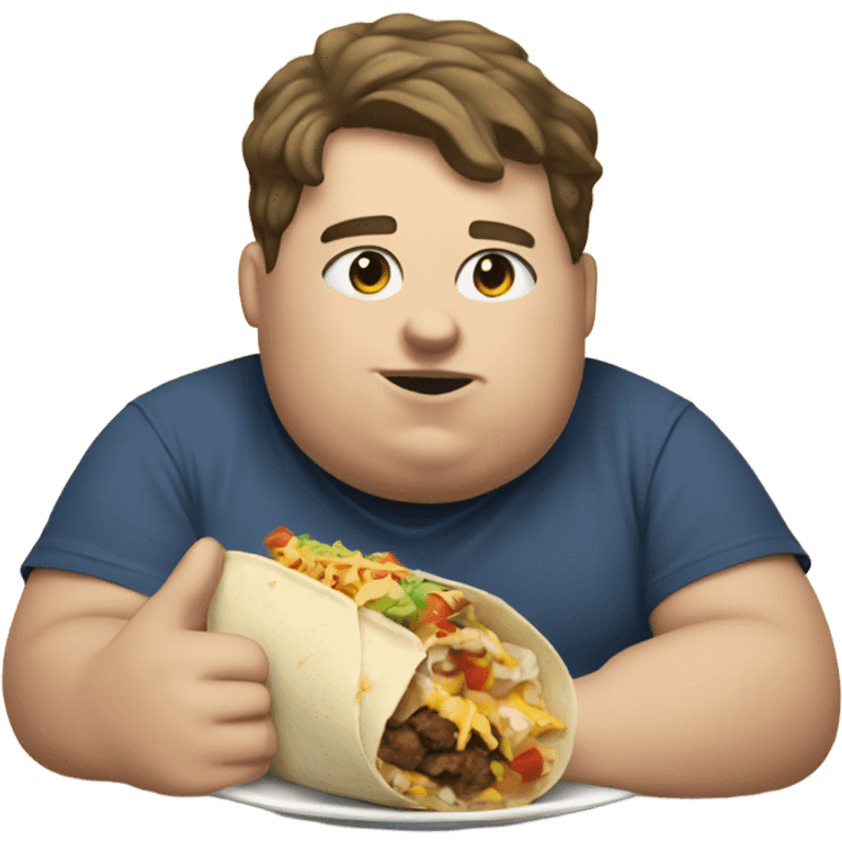 Fat white kid eating burritos  emoji