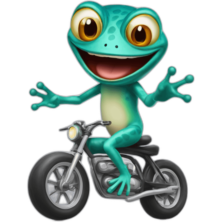 Crazyfrog riding an invisible motorbike with realistic organs emoji