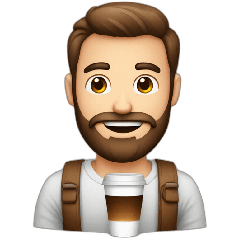 homem com barba com um copo café emoji