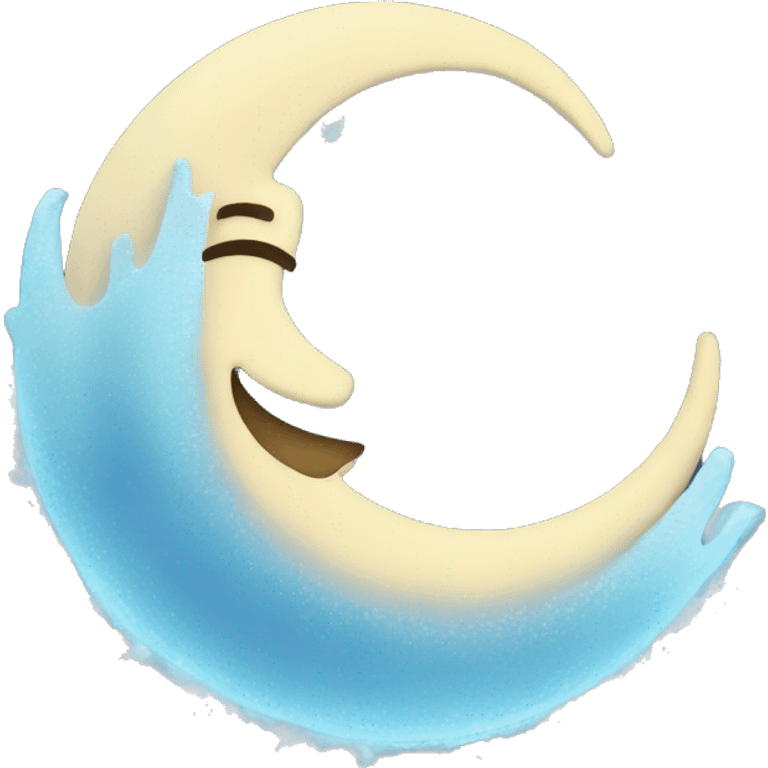 Frozen Crescent moon with smile  emoji