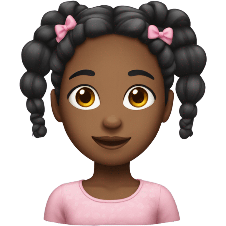 Black girl with cute braids and bows in hair emoji