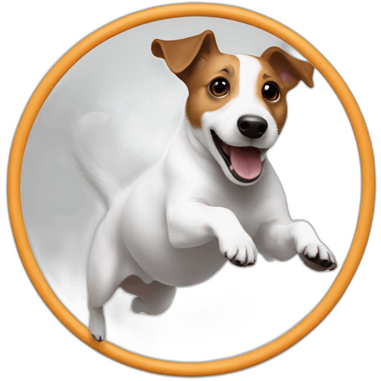 White jack Russell jumping through hoop emoji