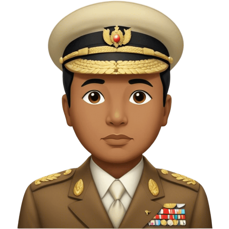 ​Cinematic Realistic Portrait of Sukarno, depicted in a lifelike, realistic style based on his iconic portrait, showcasing his thoughtful, charismatic expression in period attire, rendered with detailed textures and warm, evocative lighting that captures his pioneering spirit and national pride, emoji