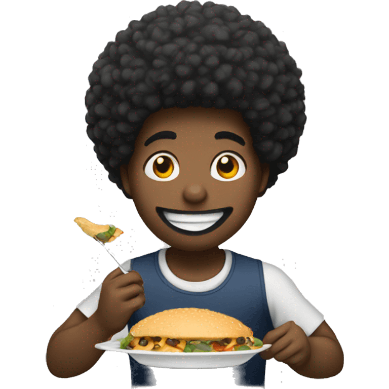 Afro american guy eating emoji