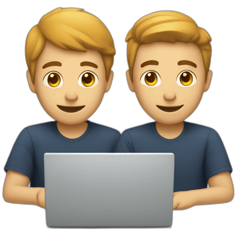 two tech guys working on a laptop emoji