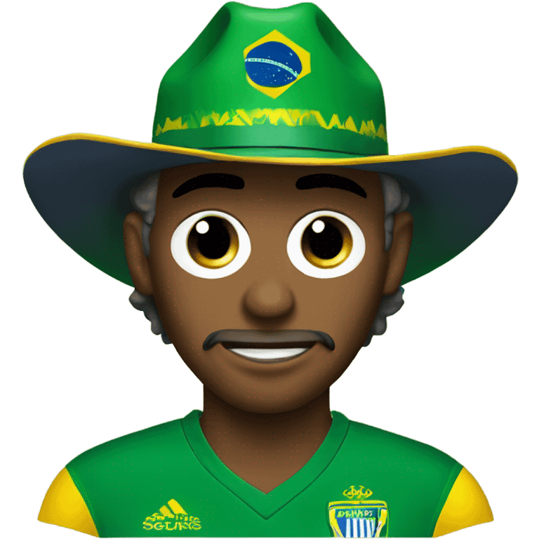 evil person wearing brazil soccer jersey and cowboy hat emoji