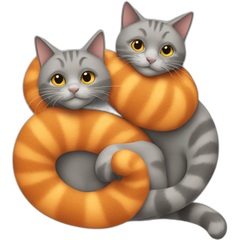 All Orange and all grey cats entangled emoji