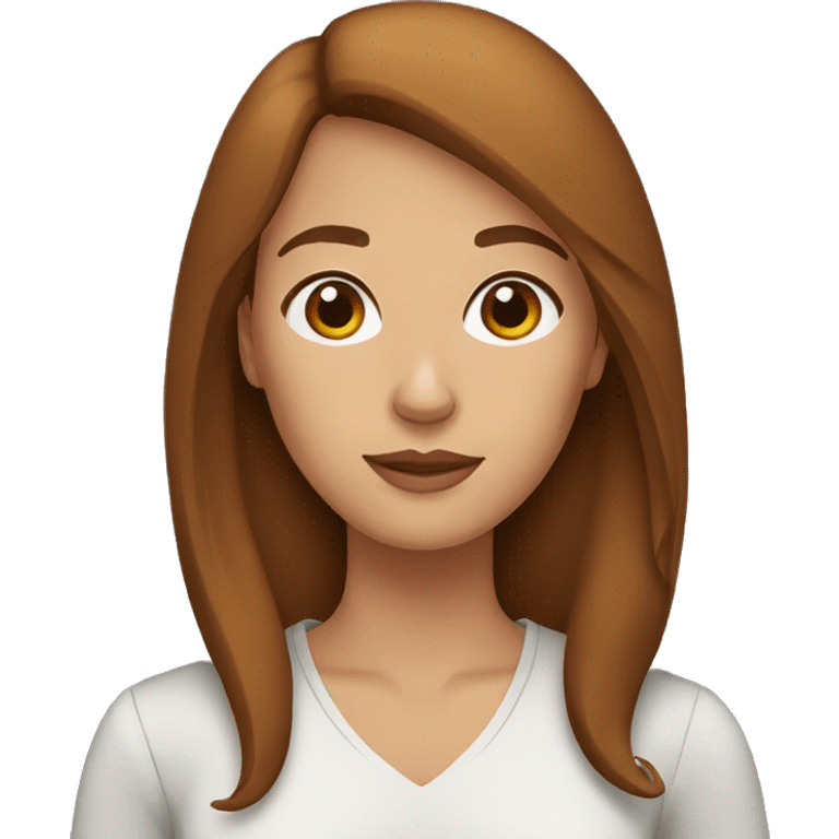 A woman with brown-hair, brown eyes and a beagle emoji