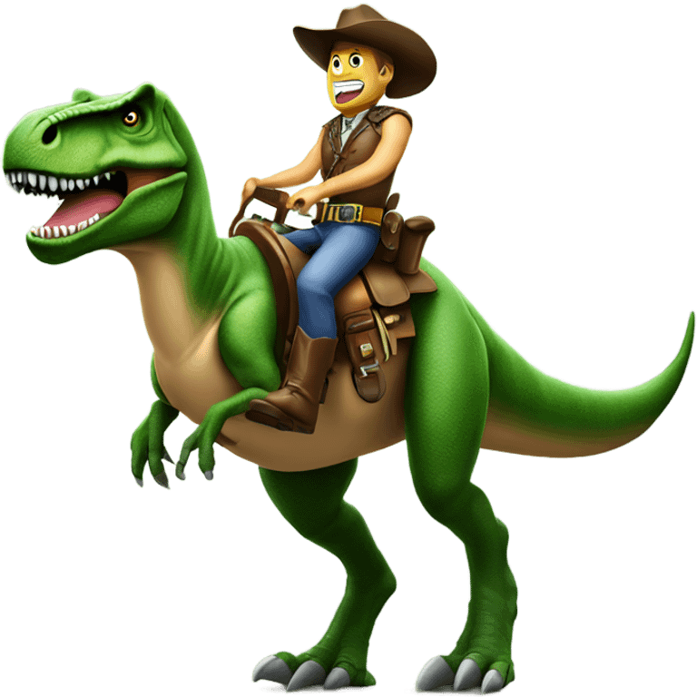 Captain Cowboy Sheriff Brown Riding a Giant T Rex Green emoji