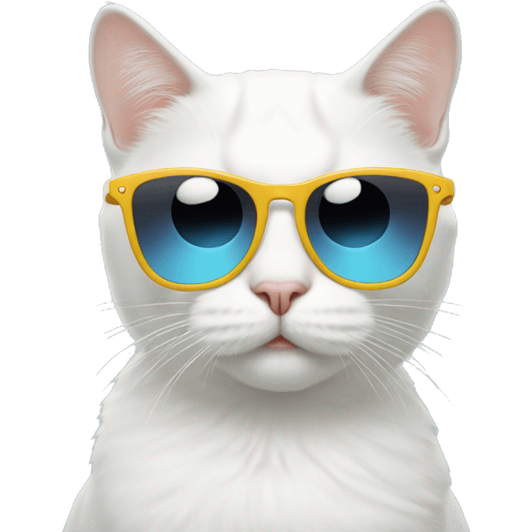 White cat with sunglasses  emoji