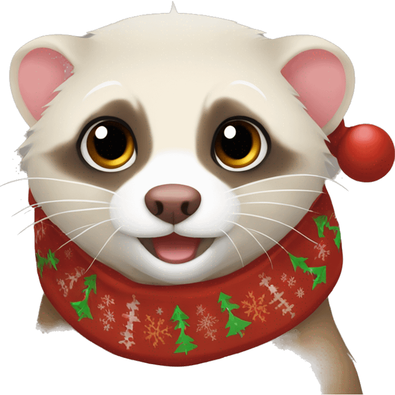 ferret wearing a blanket and christmas hat emoji