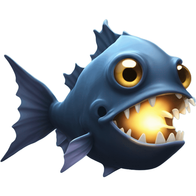 Anglerfish with glowing lure, sharp teeth, and big eyes. emoji