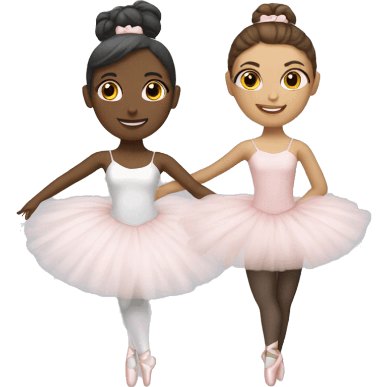 Two ballerina best friends one Hispanic and one white emoji