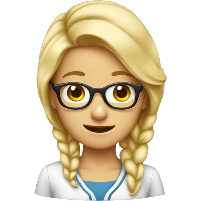 blond girl nerd blushing emoji