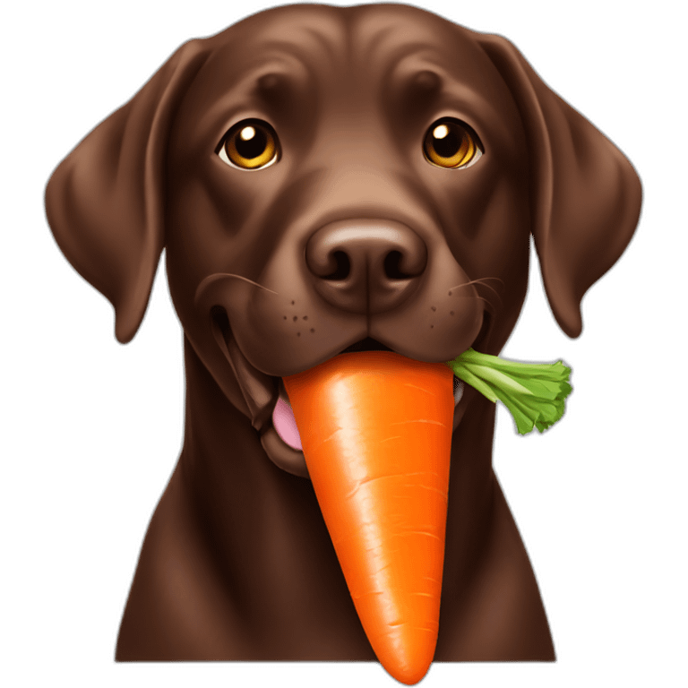 Chocolate labrador eating carrot emoji