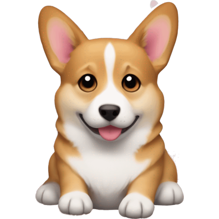 corgie puppy with alot of Hearts around Head  emoji