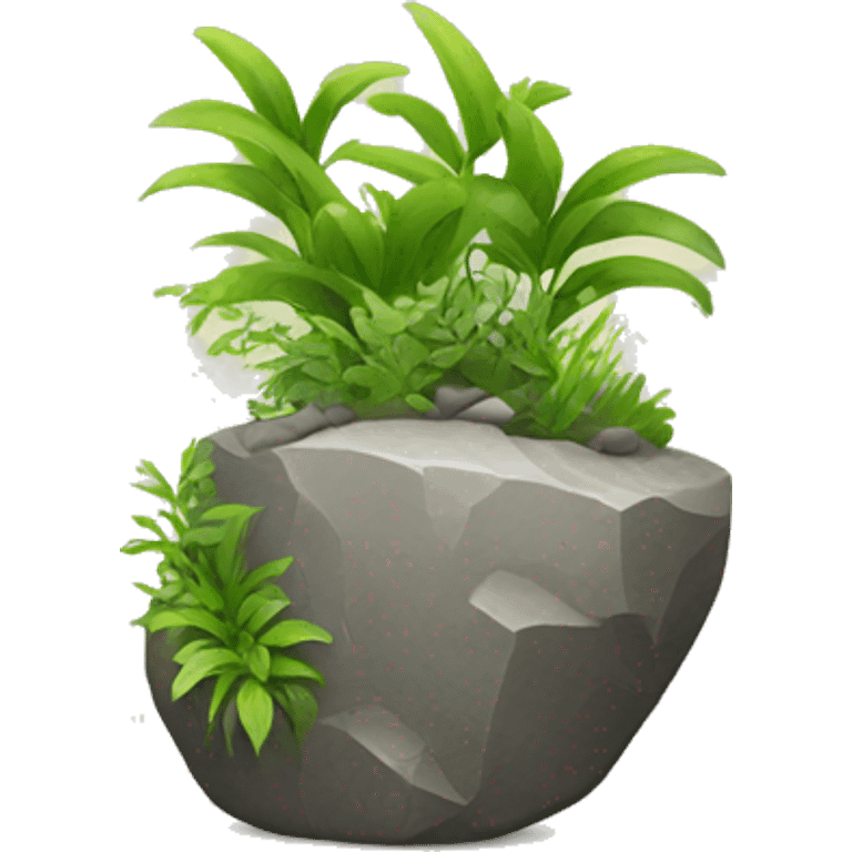 rock with plants emoji