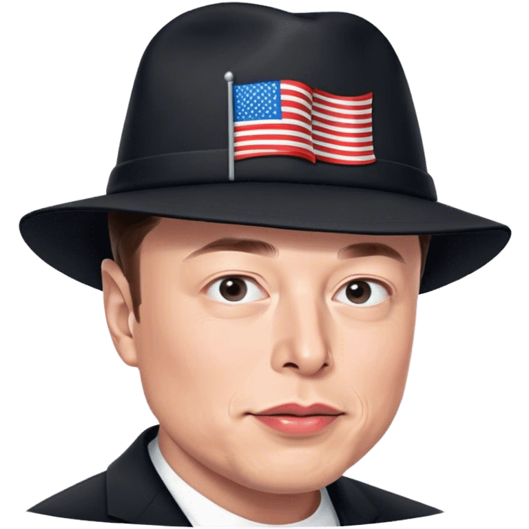 elon musk wearing a black "MAGA" hat emoji