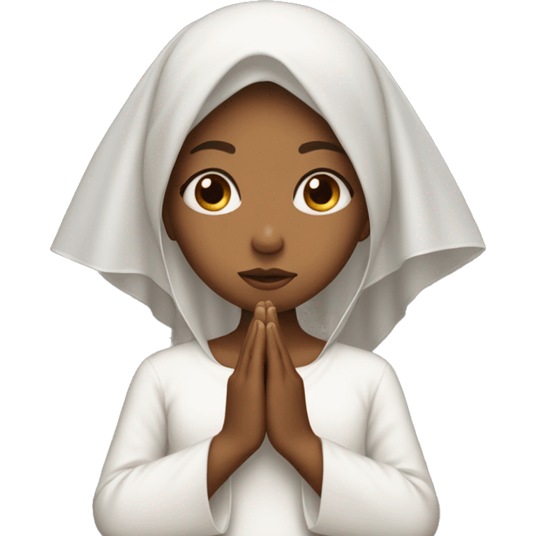 Caramel skin Girl praying for with white veil  emoji