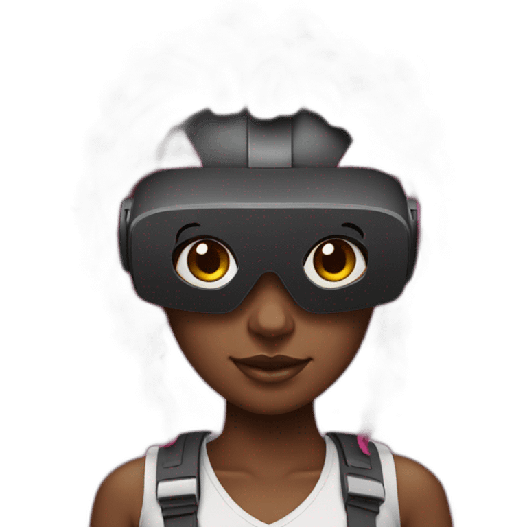 black girl with pink locs wearing VR headset emoji