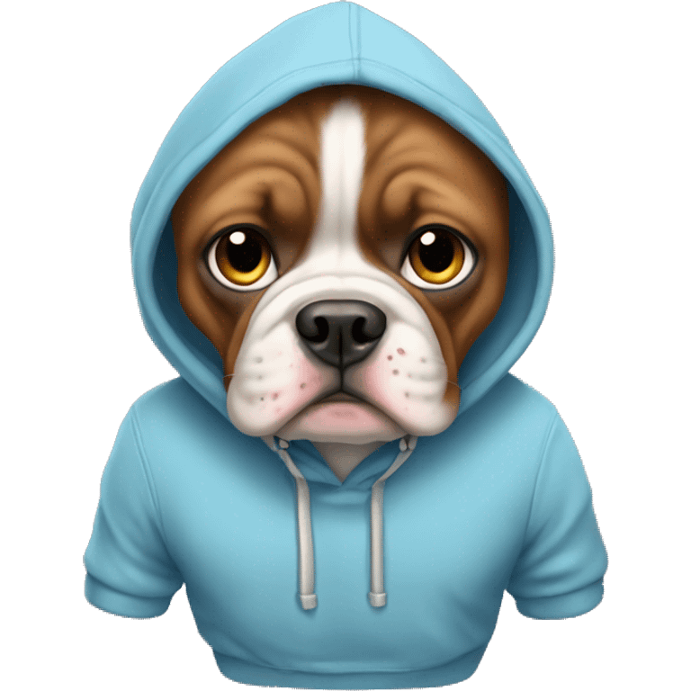 French Bully wearing a hoodie  emoji