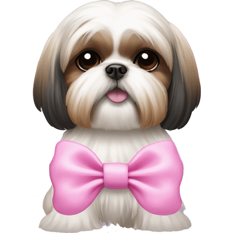 Shih Tzu dog wearing pink bow emoji