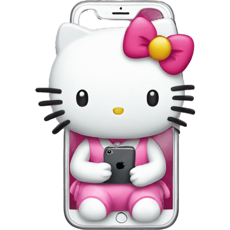 hello kitty with an iphone emoji