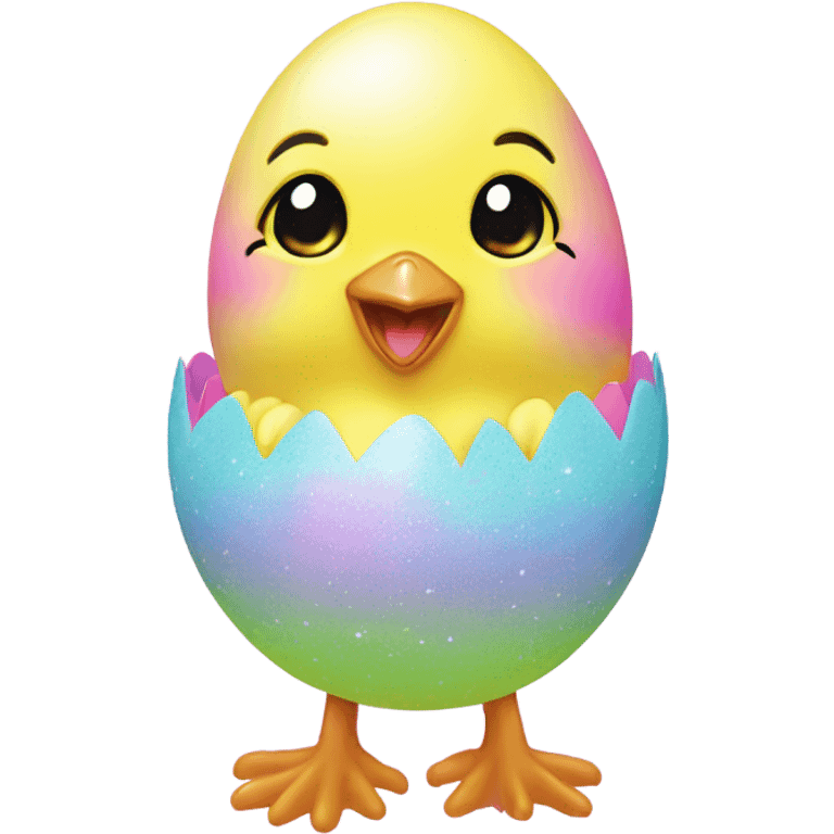 Lisa frank pastel sparkle easter egg chick emoji