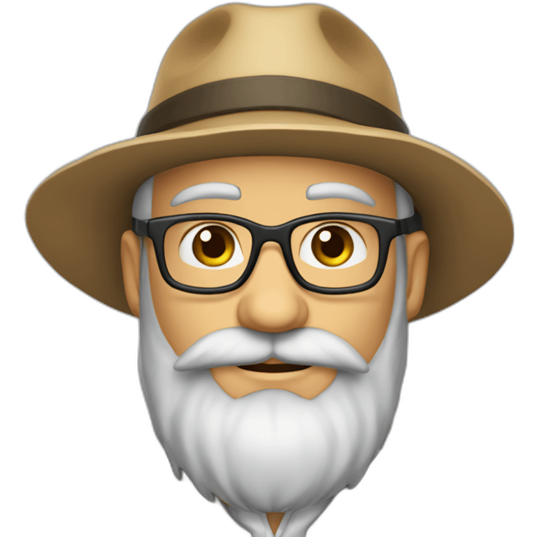 harvest garneder european long black beard no hair glasses with hat emoji