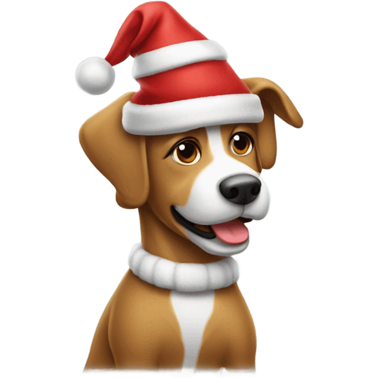 Un perrito con un gorro de navidad emoji