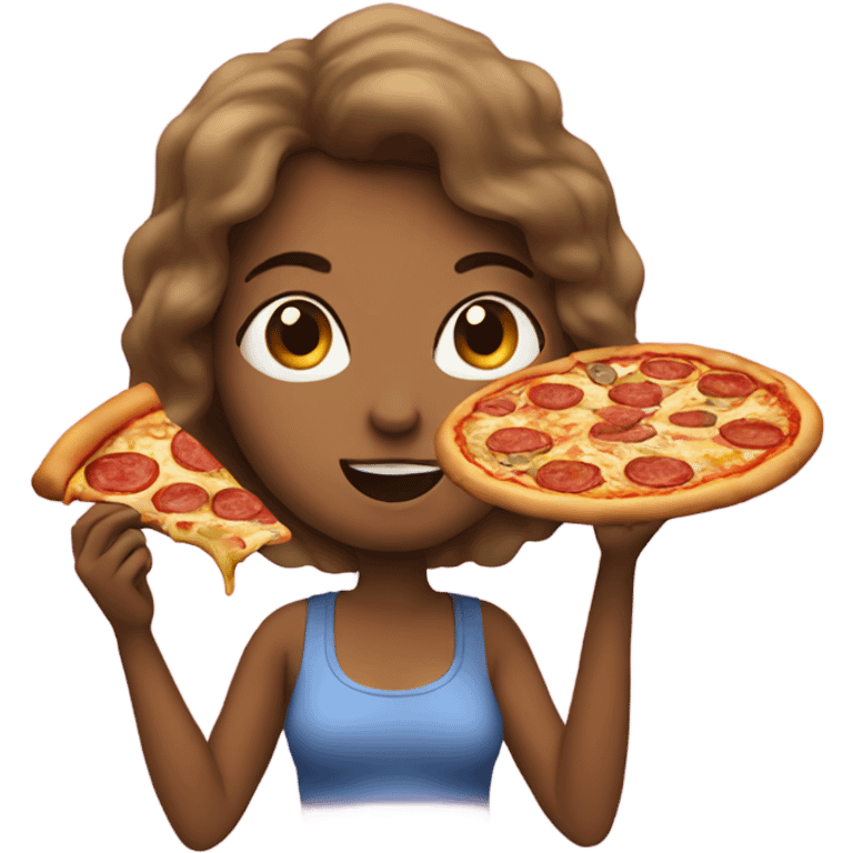 Woman eating pizza emoji