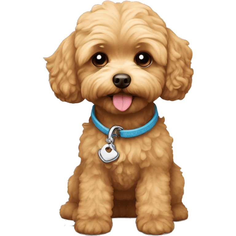 soft brown Maltipoo whit yellow dog leash emoji