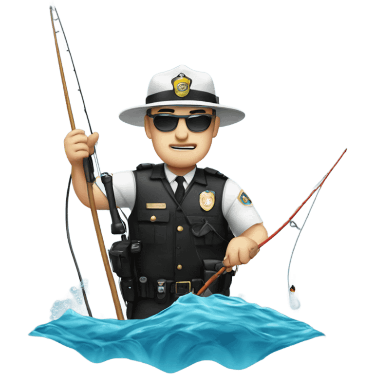 White Cop fishing in the ocean emoji