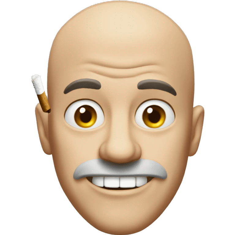 Far bald man smoking and mad emoji