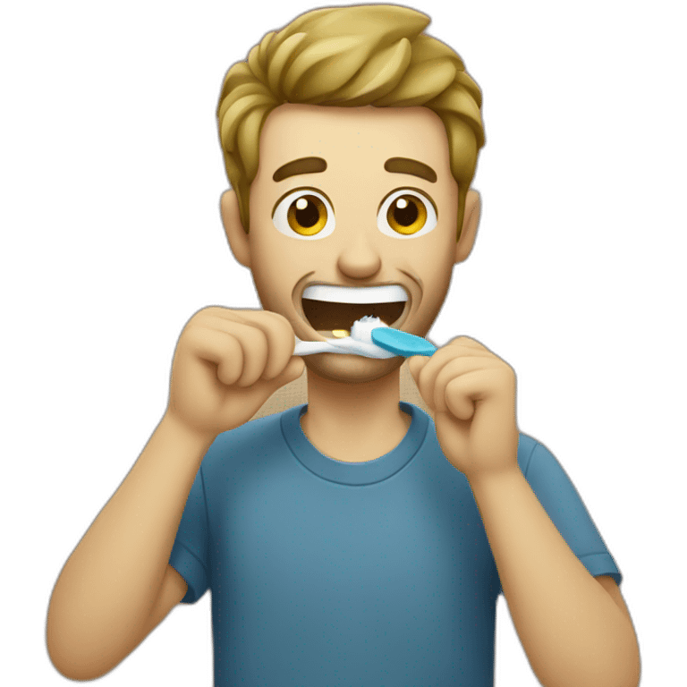 A man brushes his teeth emoji