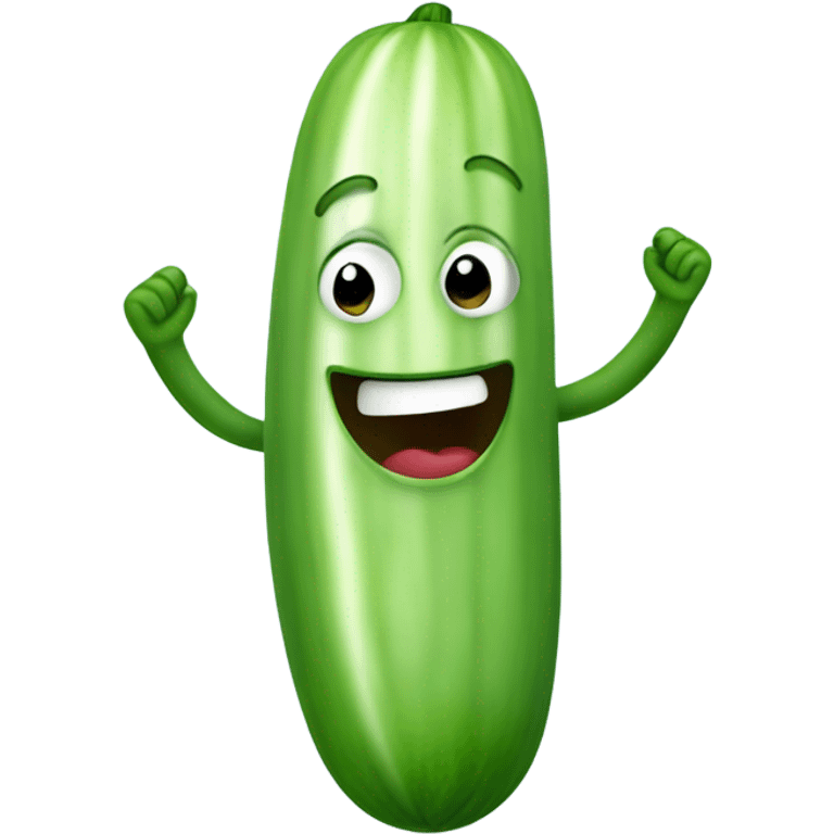 happy cucumber with hands up emoji