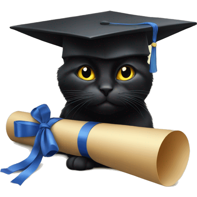 Black cat with diploma  emoji