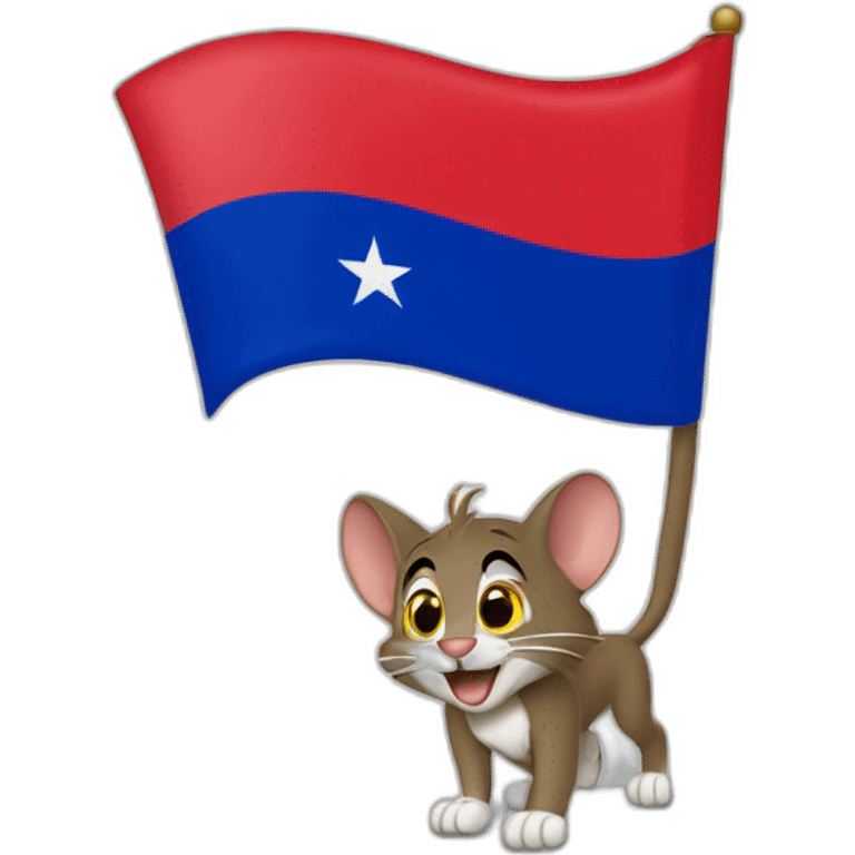 Tom and Jerry with Haitian flag emoji