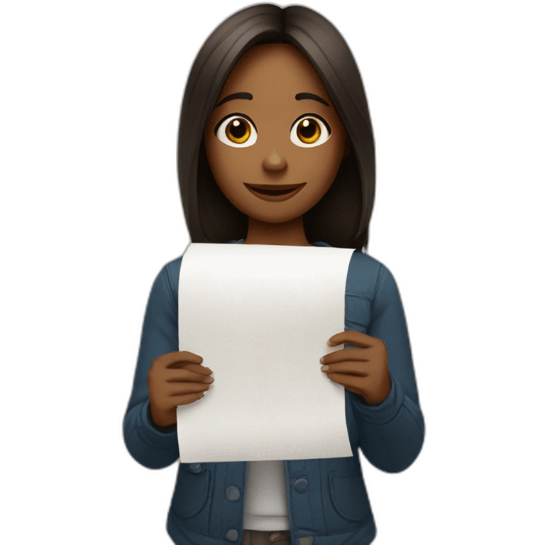 Girl holding a paper that writes "goodnight" emoji