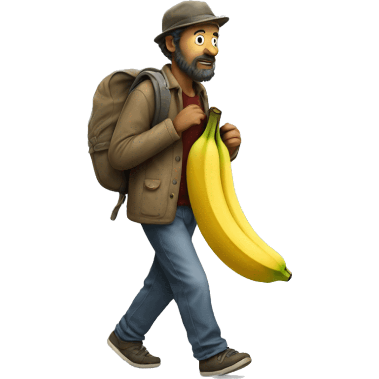 hobo walking a banana emoji