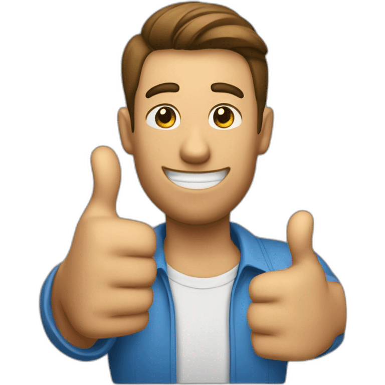 A man with thumb up and speech bubble that says ‘cool’ emoji