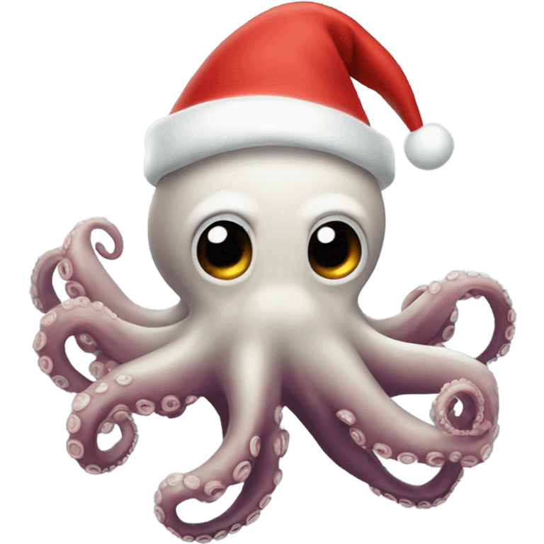 Octopus with a Santa hat emoji