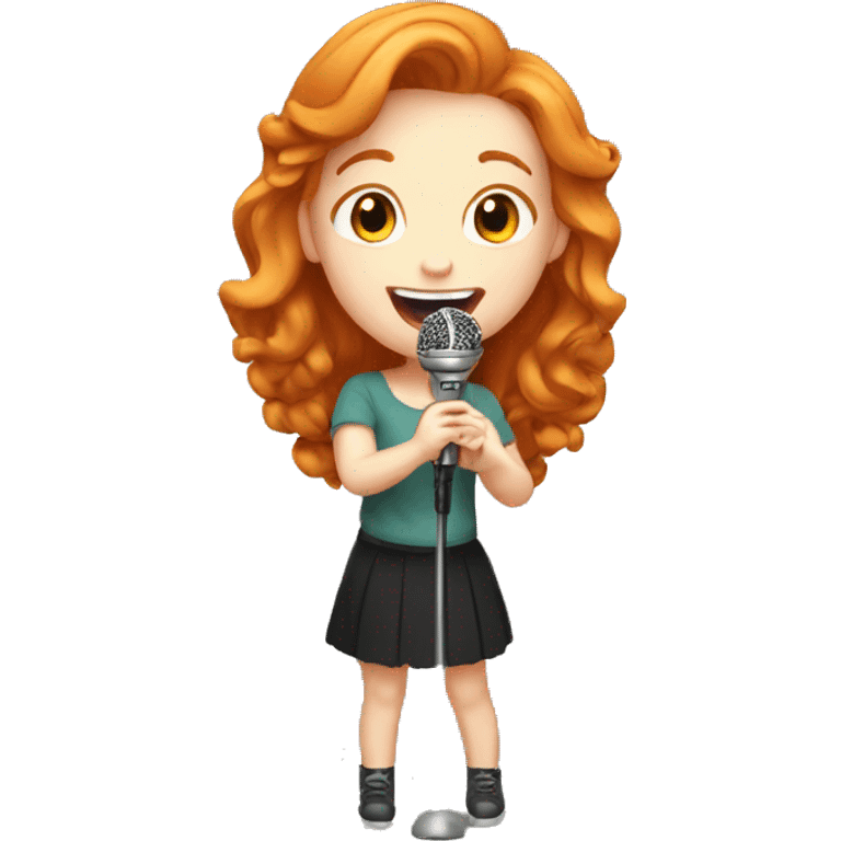 pretty GINGER girl singing holding mic emoji