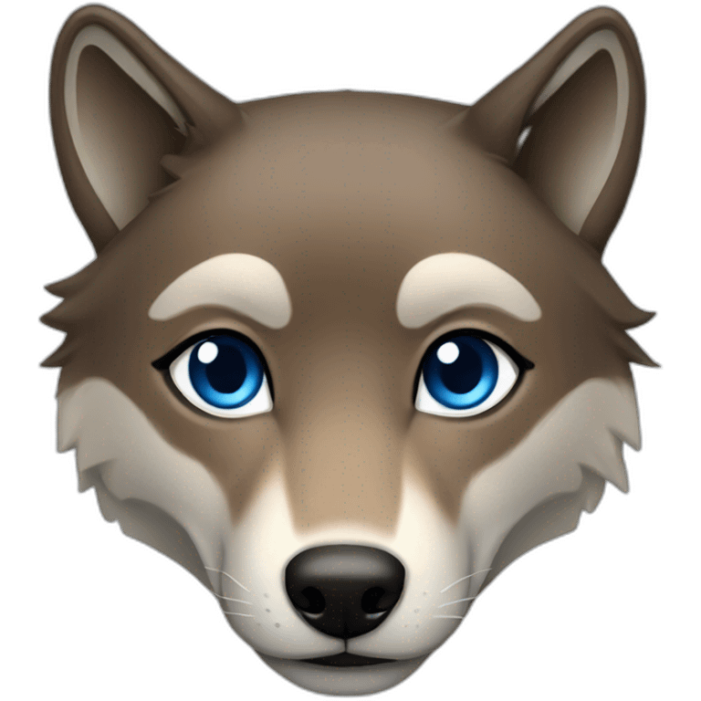 Brown female wolf blue eyes  emoji