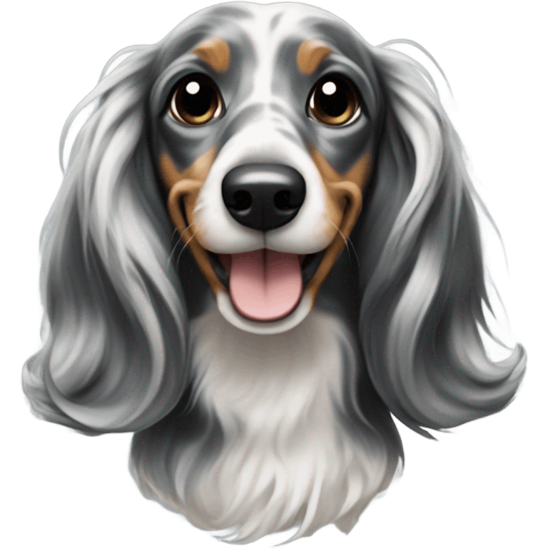 Long-haired marble dachshund emoji