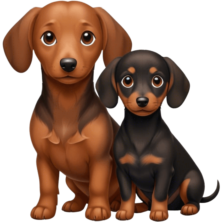 Brown mini dachshund with black Labrador  emoji